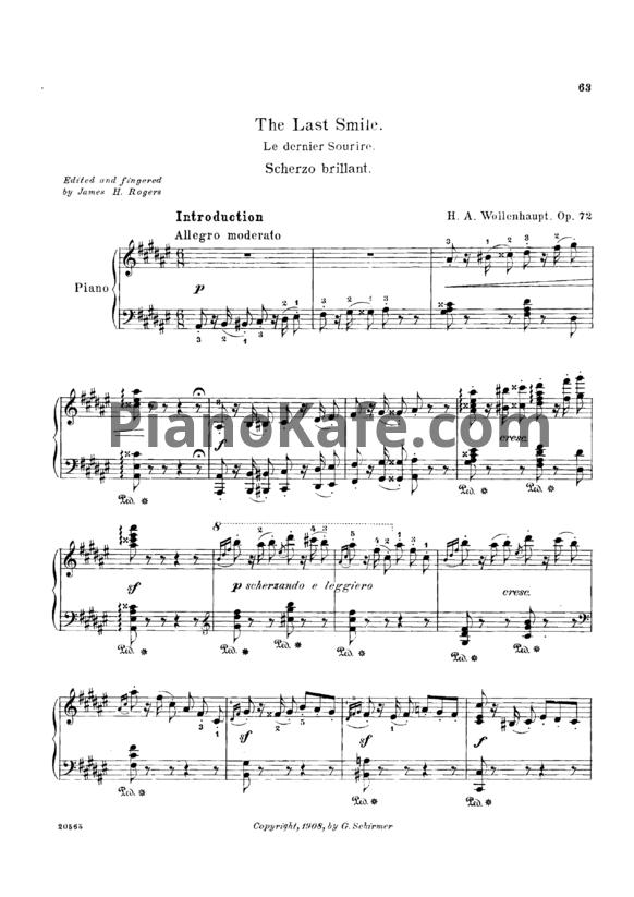Ноты Герман Волленгаупт - Le dernier sourire (The last smile) Op. 72 - PianoKafe.com