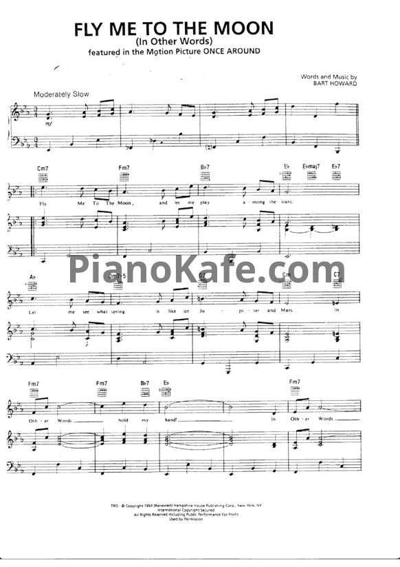 Ноты Bart Howard - Fly me to the moon (Версия 2) - PianoKafe.com