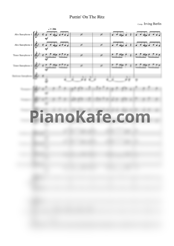 Ноты Irving Berlin - Puttin' on the ritz (Партитура для биг-бэнда) - PianoKafe.com