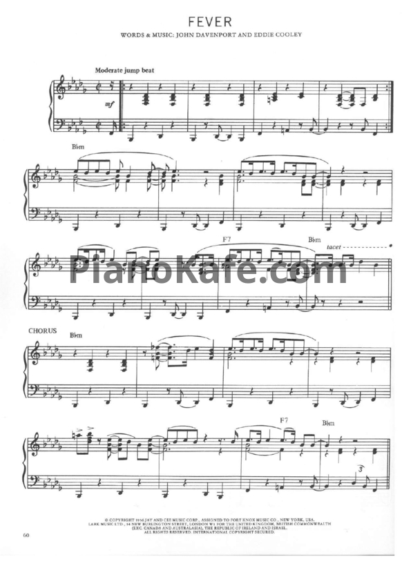 Ноты John Davenport, Eddie Cooley - Fever - PianoKafe.com