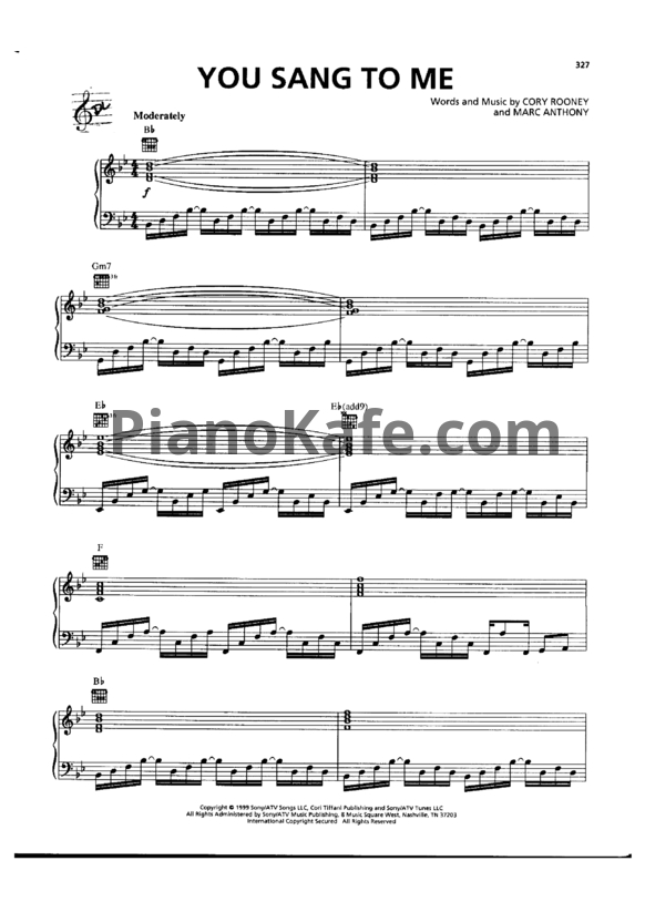 Ноты Marc Anthony - You sang to me - PianoKafe.com