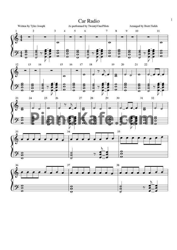 Ноты Twenty One Pilots - Car radio - PianoKafe.com
