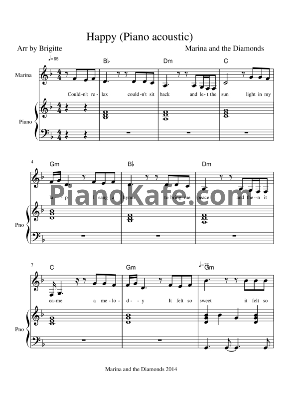 Ноты Marina and the Diamonds - Happy - PianoKafe.com