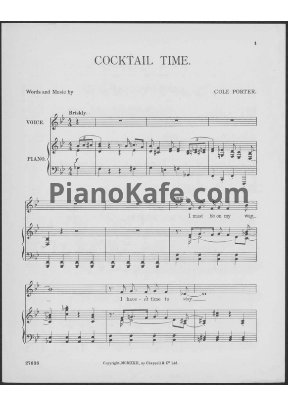Ноты Cole Porter - Cocktail time - PianoKafe.com
