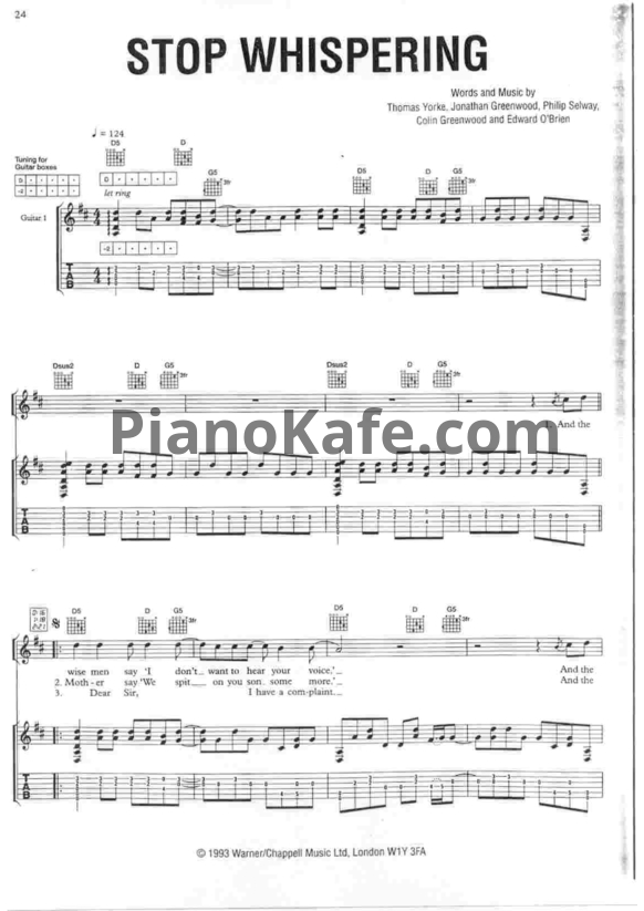 Ноты Radiohead - Stop whispering - PianoKafe.com