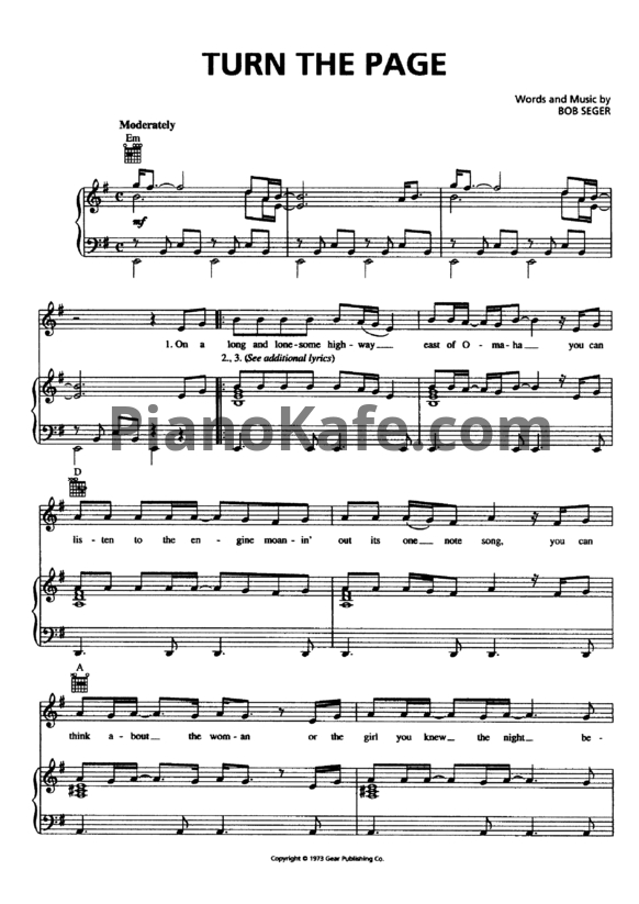 Ноты Bob Seger - Turn the page - PianoKafe.com
