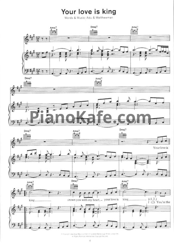 Ноты Sade - Your love is king - PianoKafe.com