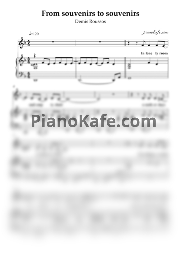 Ноты Demis Roussos - From souvenirs to souvenirs (ре минор) - PianoKafe.com