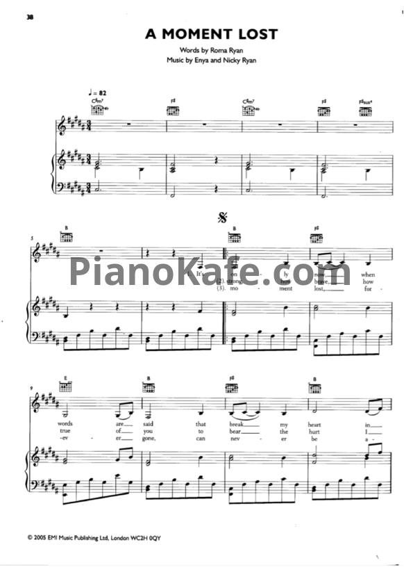 Ноты Enya - A moment lost - PianoKafe.com