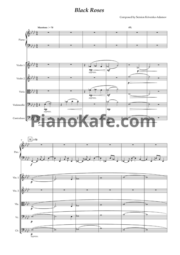 Ноты Семён Кривенко-Адамов - Чёрные Розы (Партитура) - PianoKafe.com