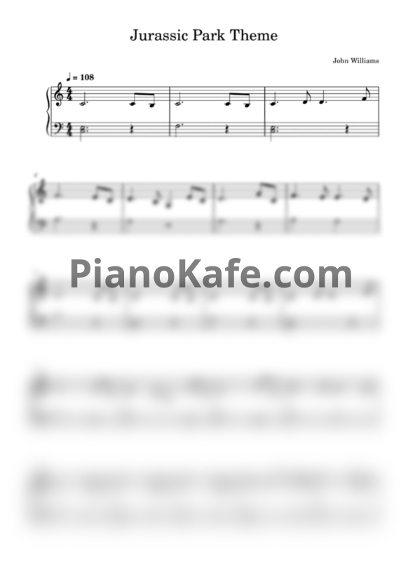 Ноты John Williams - Jurassic Park Theme - PianoKafe.com