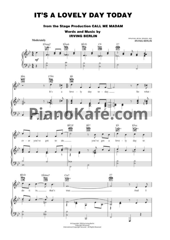 Ноты Irving Berlin - It's a lovely day today - PianoKafe.com