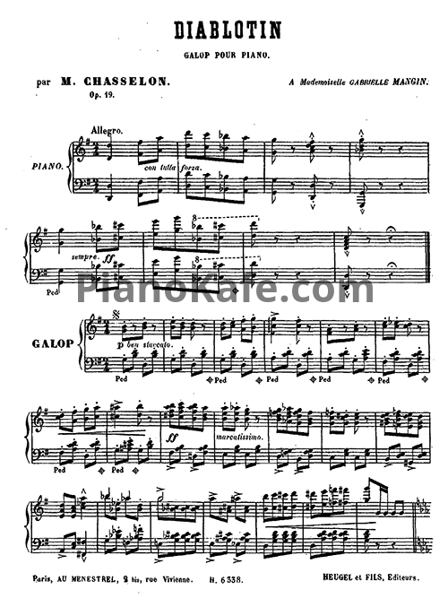 Ноты Melanie Chasselon - Diablotin, Op.19 - PianoKafe.com