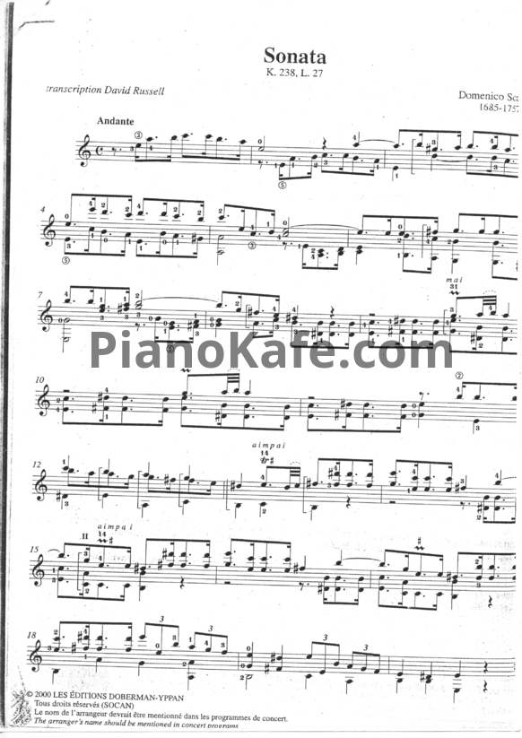 Ноты Д. Скарлатти - 4 сонаты - PianoKafe.com