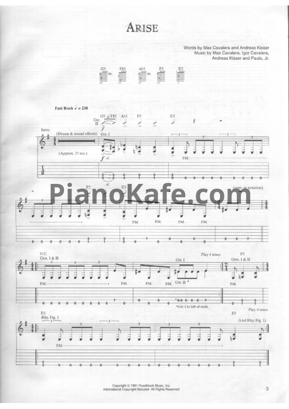 Ноты Sepultura - Arise (Книга нот) - PianoKafe.com