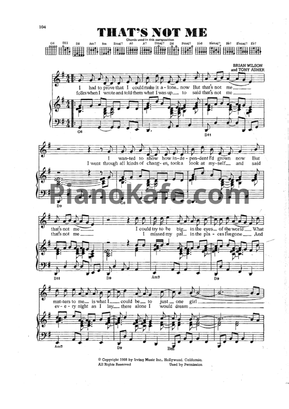 Ноты The Beach Boys - That's not me - PianoKafe.com