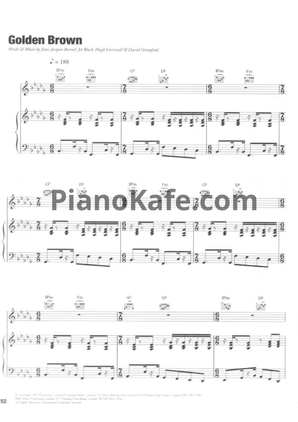 Ноты The Stranglers - Golden brown - PianoKafe.com