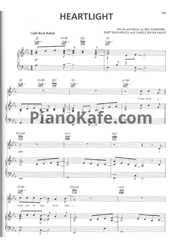 Ноты Neil Diamond - Heartlight - PianoKafe.com