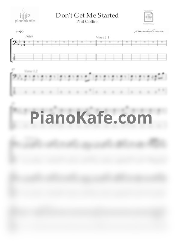 Ноты Phil Collins - Don't get me started (для 4-х струнного баса) - PianoKafe.com