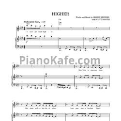 Ноты Shawn Mendes - Higher - предпросмотр