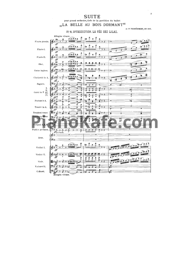Ноты П. Чайковский - Сюита из балета "Спящая красавица" (Партитура, Op. 66A) - PianoKafe.com