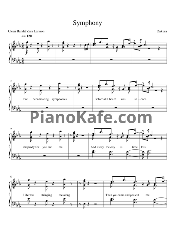 Ноты Clean Bandit feat. Zara Larsson - Symphony - PianoKafe.com