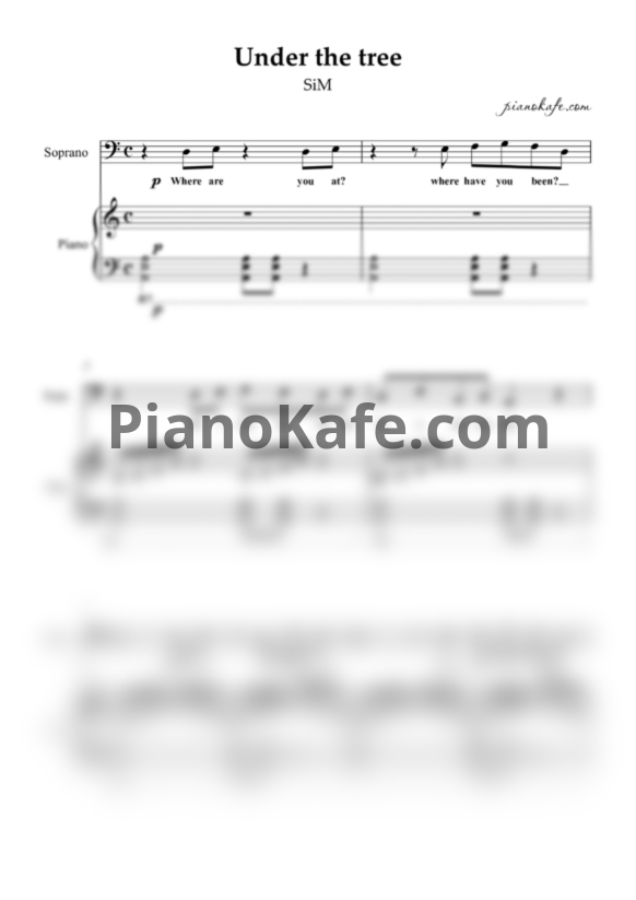 Ноты Sim - Under the tree - PianoKafe.com