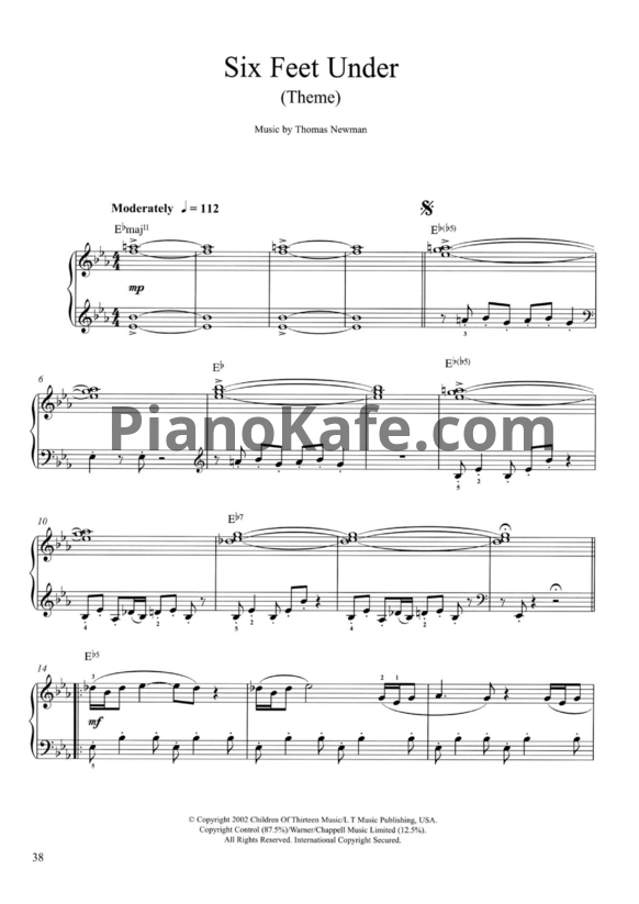 Ноты Thomas Newman - Six feet under (Theme) - PianoKafe.com