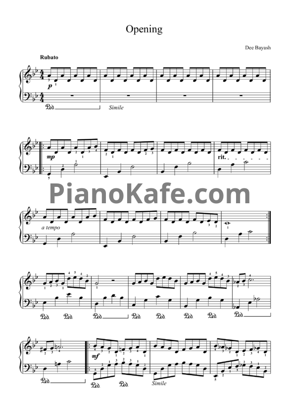 Ноты Dee Bayash - Opening - PianoKafe.com