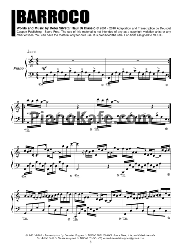 Ноты Raul Di Blasio - Barocco (Версия 2) - PianoKafe.com