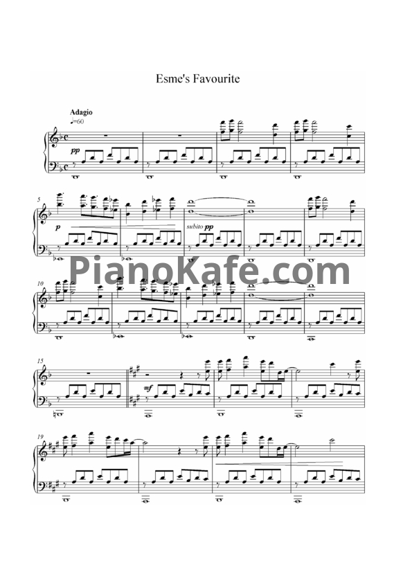 Ноты Robert Pattinson - Esme's favorite - PianoKafe.com