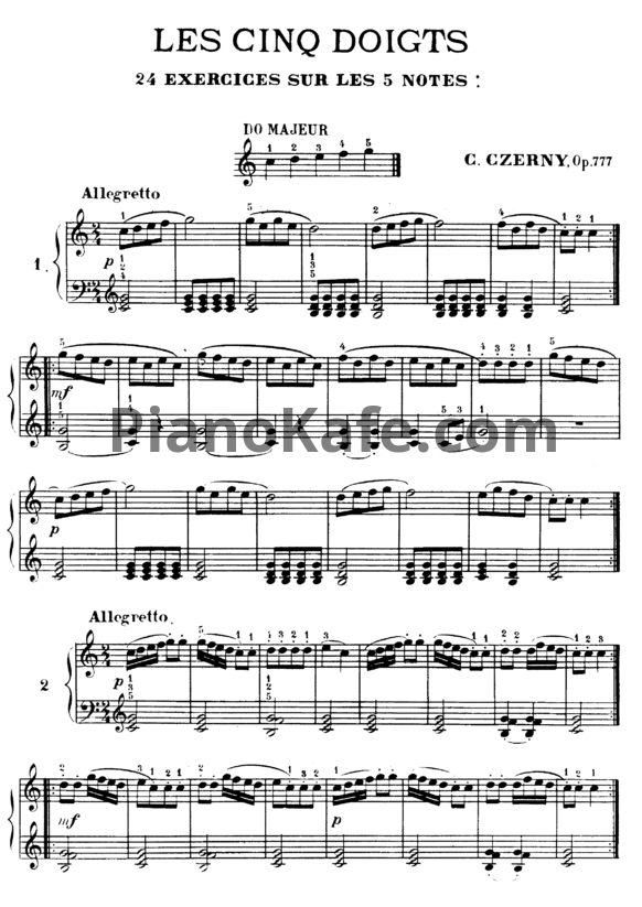 Ноты Карл Черни - 24 упражнения для пяти нот (Оp. 777) - PianoKafe.com