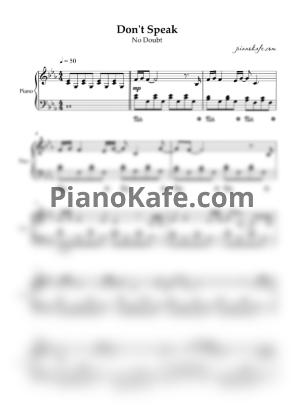 Ноты No Doubt - Don't speak (Piano cover) - PianoKafe.com