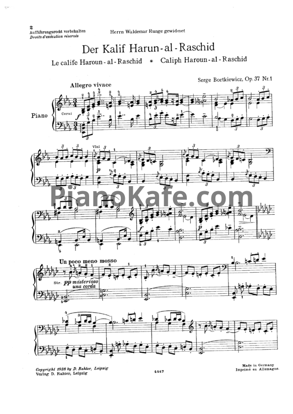Ноты С. Борткевич - Тысяча и одна ночь (Op. 37) - PianoKafe.com