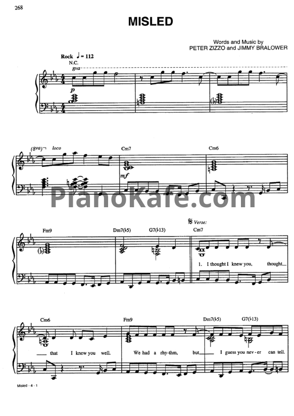 Ноты Celine Dion - Misled - PianoKafe.com
