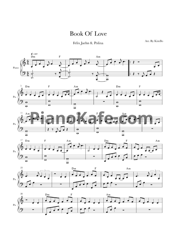 Ноты Felix Jaehn feat. Polina - Book of love - PianoKafe.com