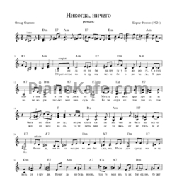 Ноты Борис Фомин - Никогда, ничего (Романс) - предпросмотр