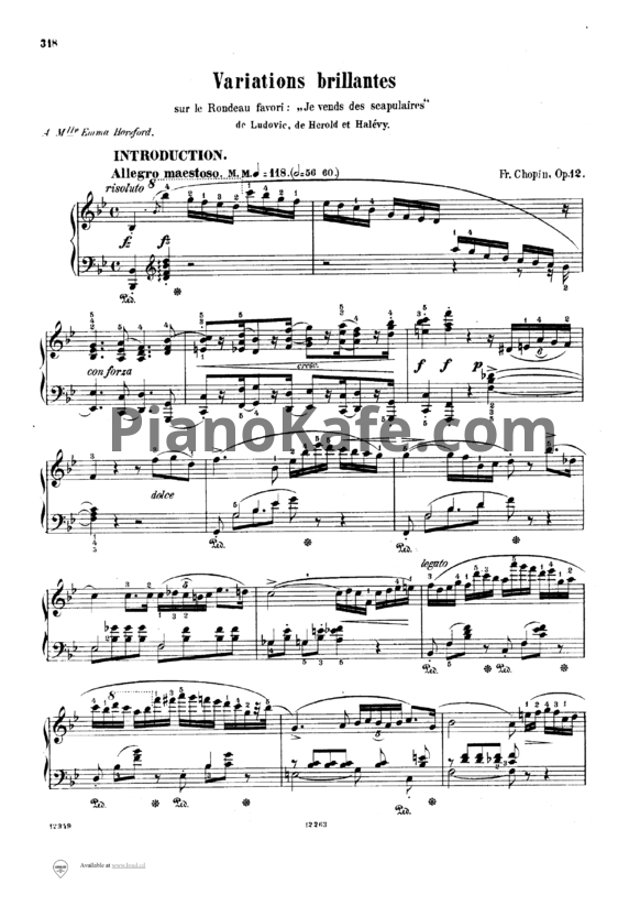 Ноты Ф. Шопен - Блестящие вариации си-бемоль мажор (OP. 12) - PianoKafe.com