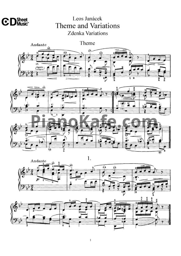 Ноты Леош Яначек - Тема с вариациями - PianoKafe.com