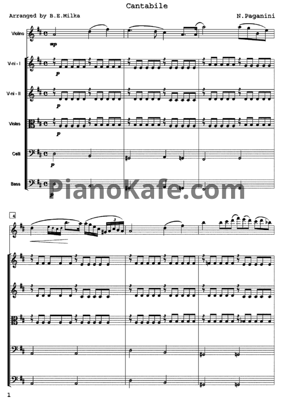 Ноты Никколо Паганини - Cantabile - PianoKafe.com