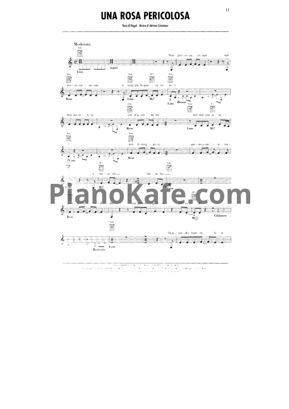 Ноты Adriano Celentano - Una rosa pericolosa - PianoKafe.com