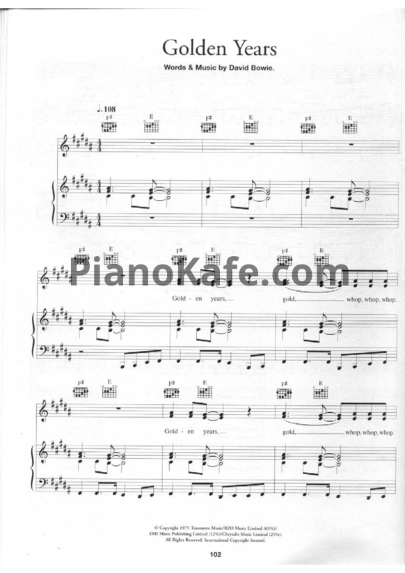 Ноты David Bowie - Golden years - PianoKafe.com