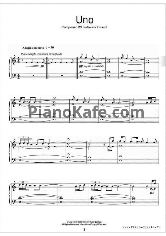 Ноты Ludovico Einaudi - Uno - PianoKafe.com