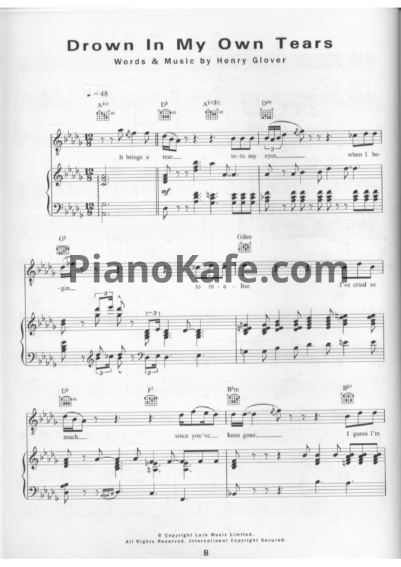 Ноты Ray Charles - Drown in my own tears - PianoKafe.com
