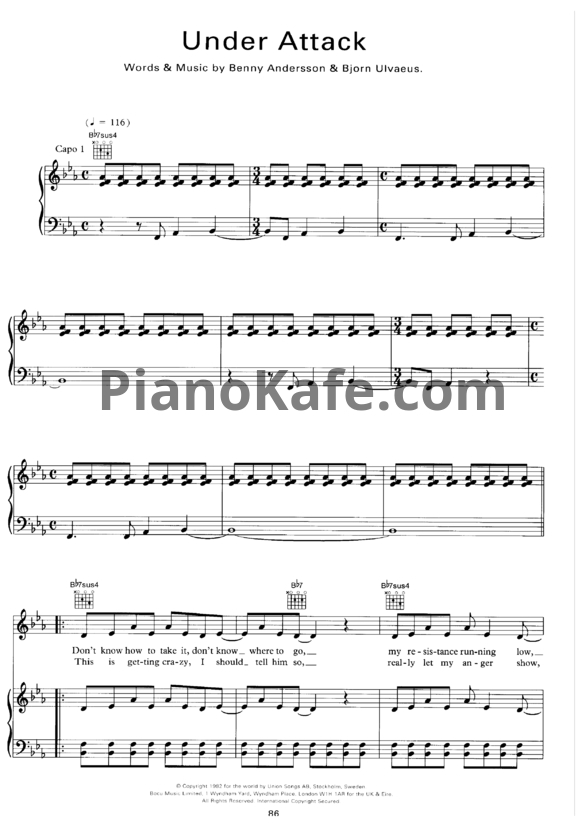 Ноты Abba - Under attack - PianoKafe.com