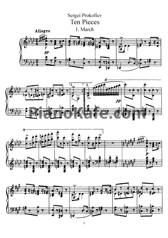 Ноты Сергей Прокофьев - 10 пьес для фортепиано (Op. 12) - PianoKafe.com