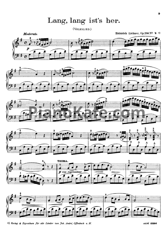 Ноты Генрих Лихнер - Lang, lang ist's her (Op. 256 №9) - PianoKafe.com