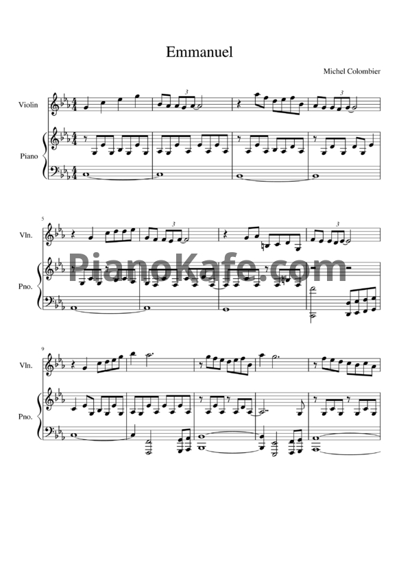 Ноты Michel Colombier - Emmanuel (скрипка) - PianoKafe.com