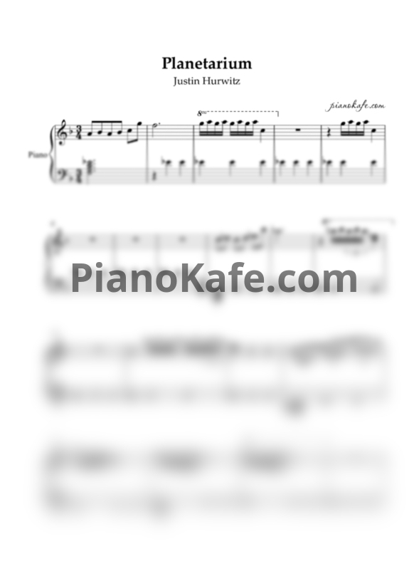 Ноты Justin Hurwitz - Planetarium (Piano cover) - PianoKafe.com
