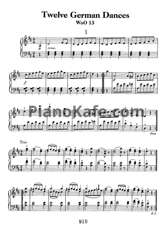 Ноты Л. В. Бетховен - 12 Немецких танцев для оркестра (WOO 13) - PianoKafe.com